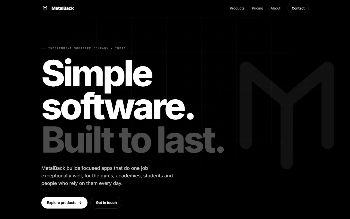 MetalBack company website homepage